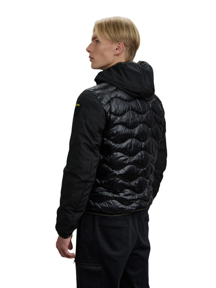Blauer Black Quilted Insulated Coat With Neoprene Sleeves