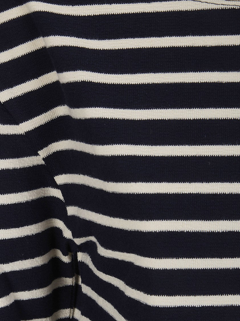 A.P.C. Blue Mariniere Manches 3/4 Organic Cotton Top