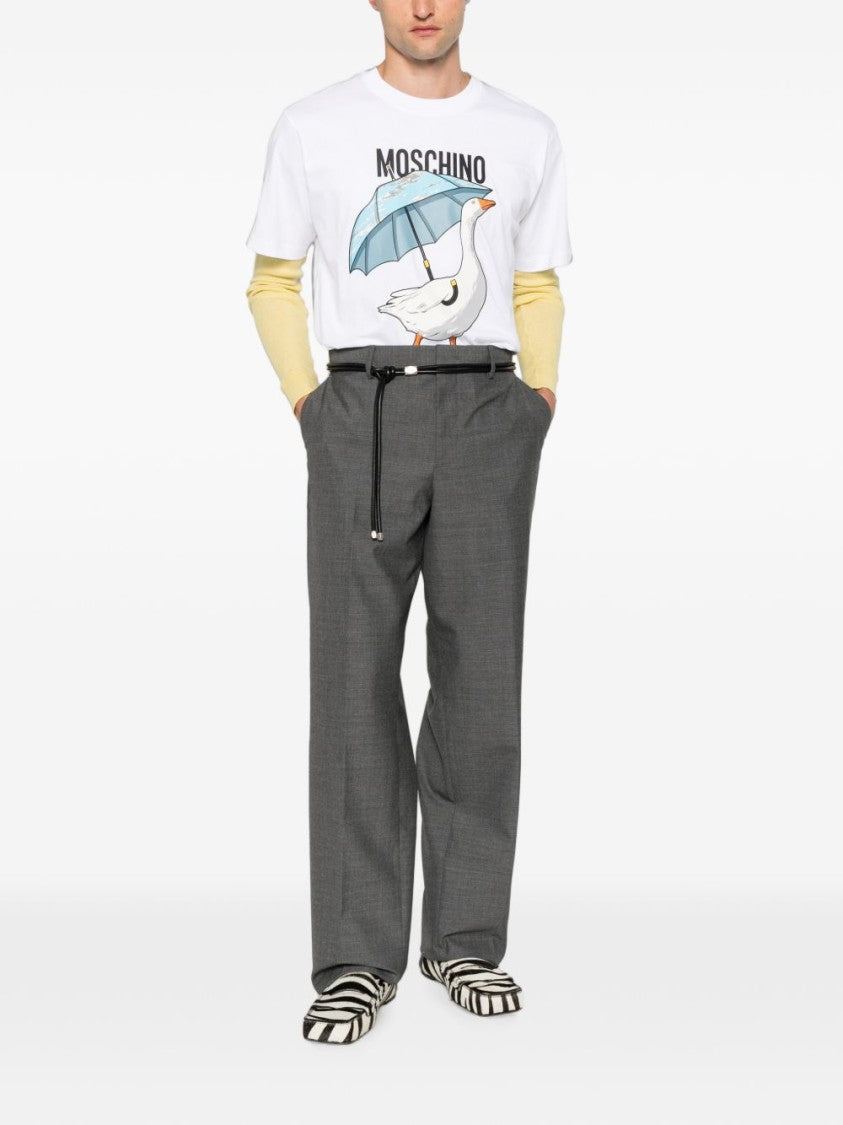 Moschino Relaxed Fit Short-Sleeve T-Shirt With Graphic Goose Print