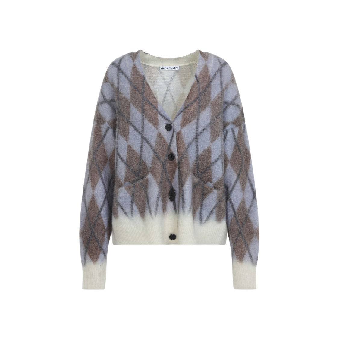 Acne Studios Classic Argyle Cardigan With V-Neckline And Ribbed Details