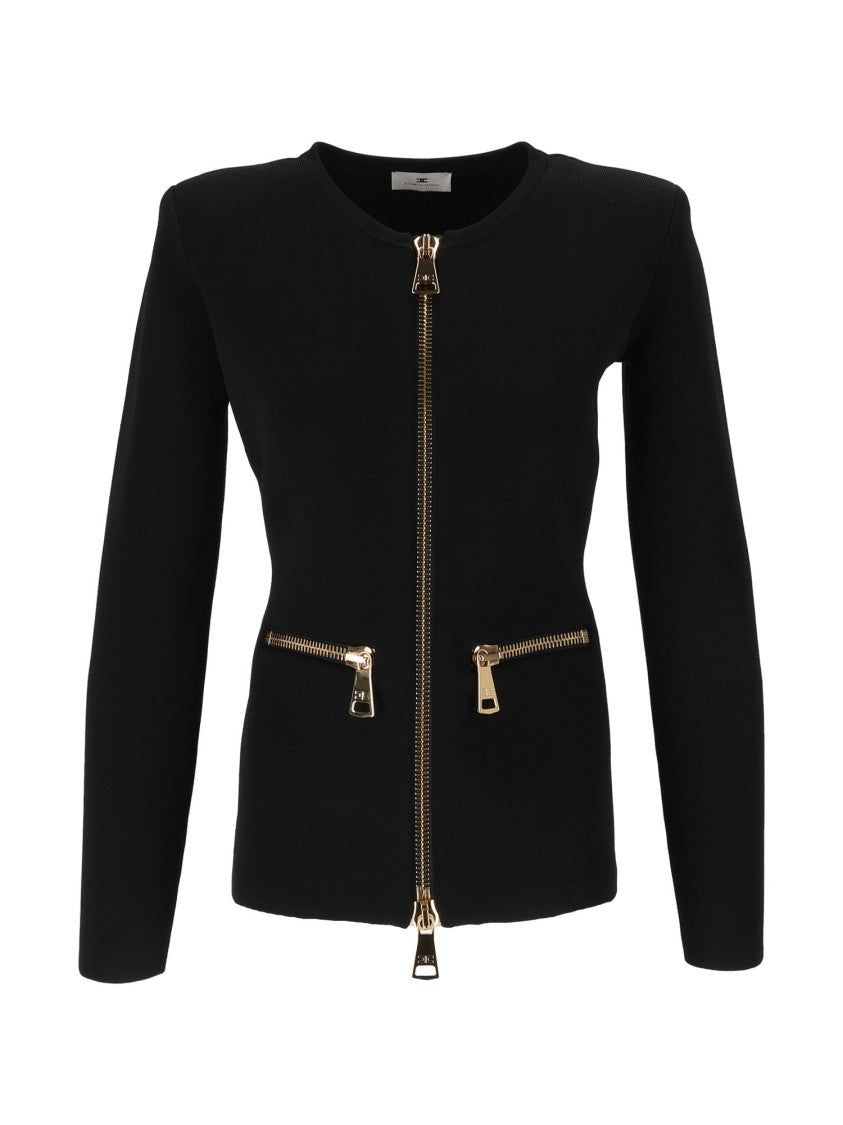 Elisabetta Franchi Fitted Zip Tricot Knit Top