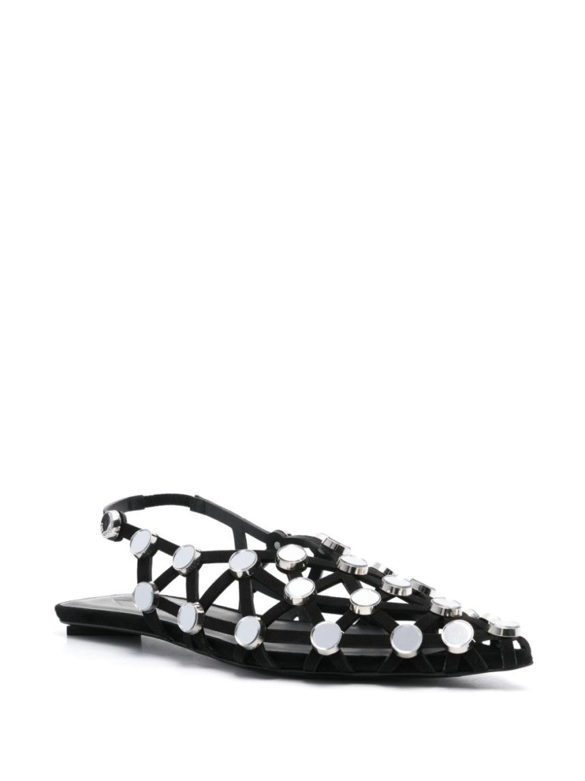 The Attico Cut-Out Stud Embellished Slingback Sandals