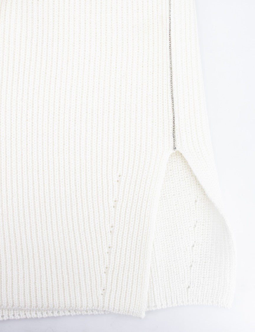 Fabiana Filippi Boat Neck Knit Shirt With Diamond Thread Embroidery