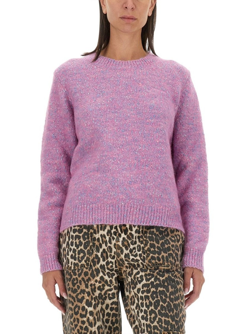 Ganni Knitted Sweater With Crew Neckline And Ribbed Cuffs