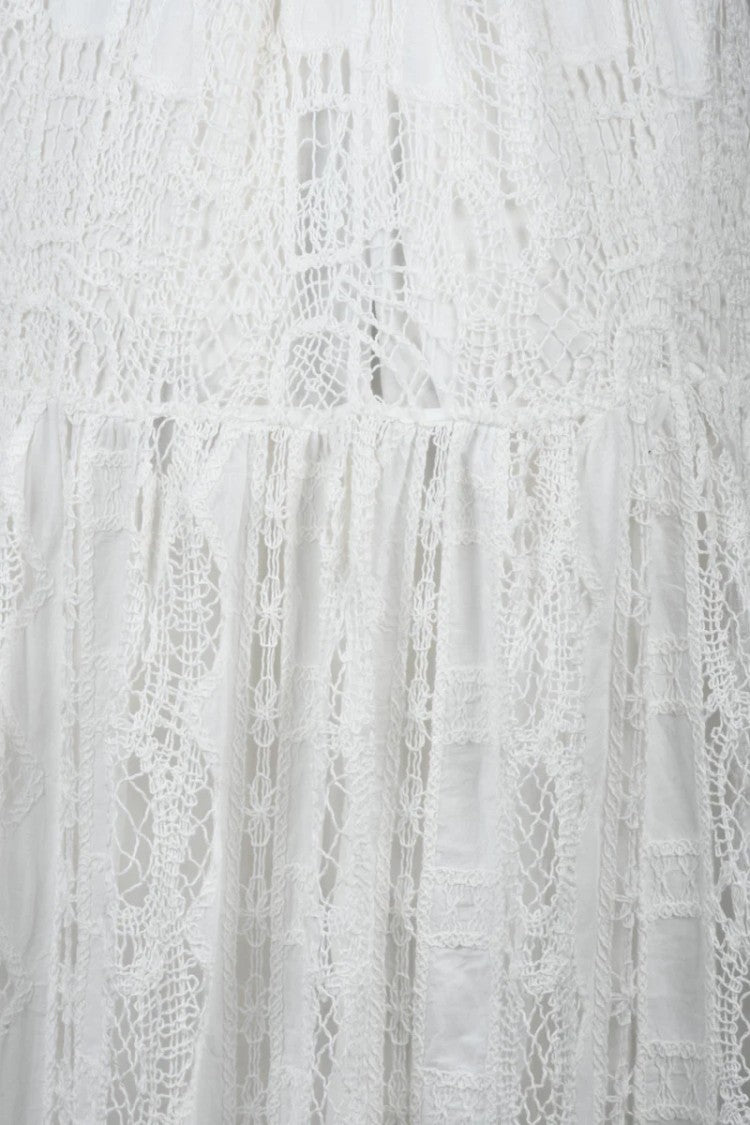Pinko Long Macramé Dress - White
