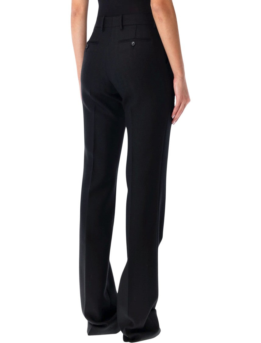 Tom Ford Black Tailored Straight-Leg Trousers In Herringbone Wool