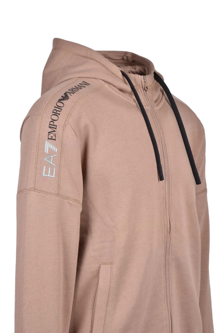 Ea7 Emporio Armani Brown Brushed Zip-Up Sweatshirt