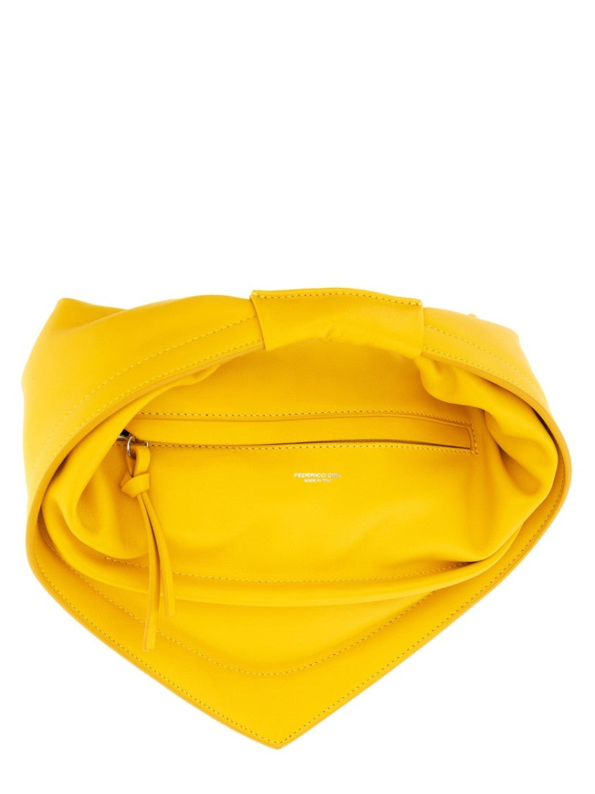Federico Cina Dpp Yellow Calf Leather Shoulder Bag
