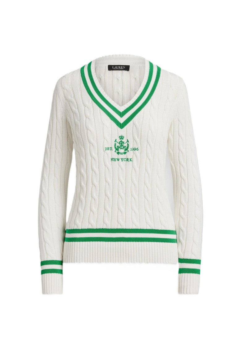 Lauren Ralph Lauren White Meren Linen Pullover Sweater