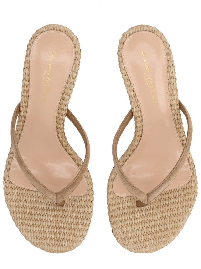 Gianvito Rossi Woven Thong Sandals With 7 Cm Heels