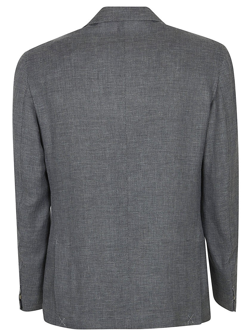 Eleventy Textured Grey Linen-Wool-Silk Suit With Tailored Details