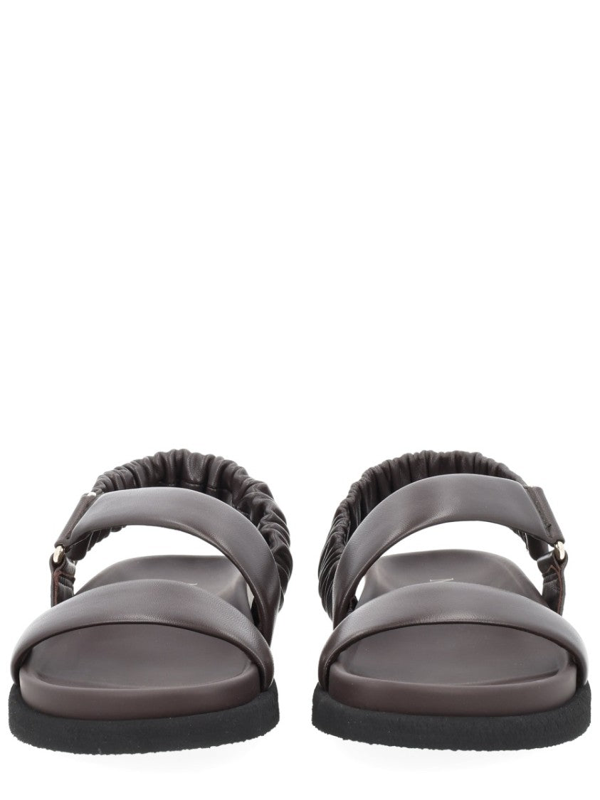 Max Mara Macro Double Strap Leather Sandals