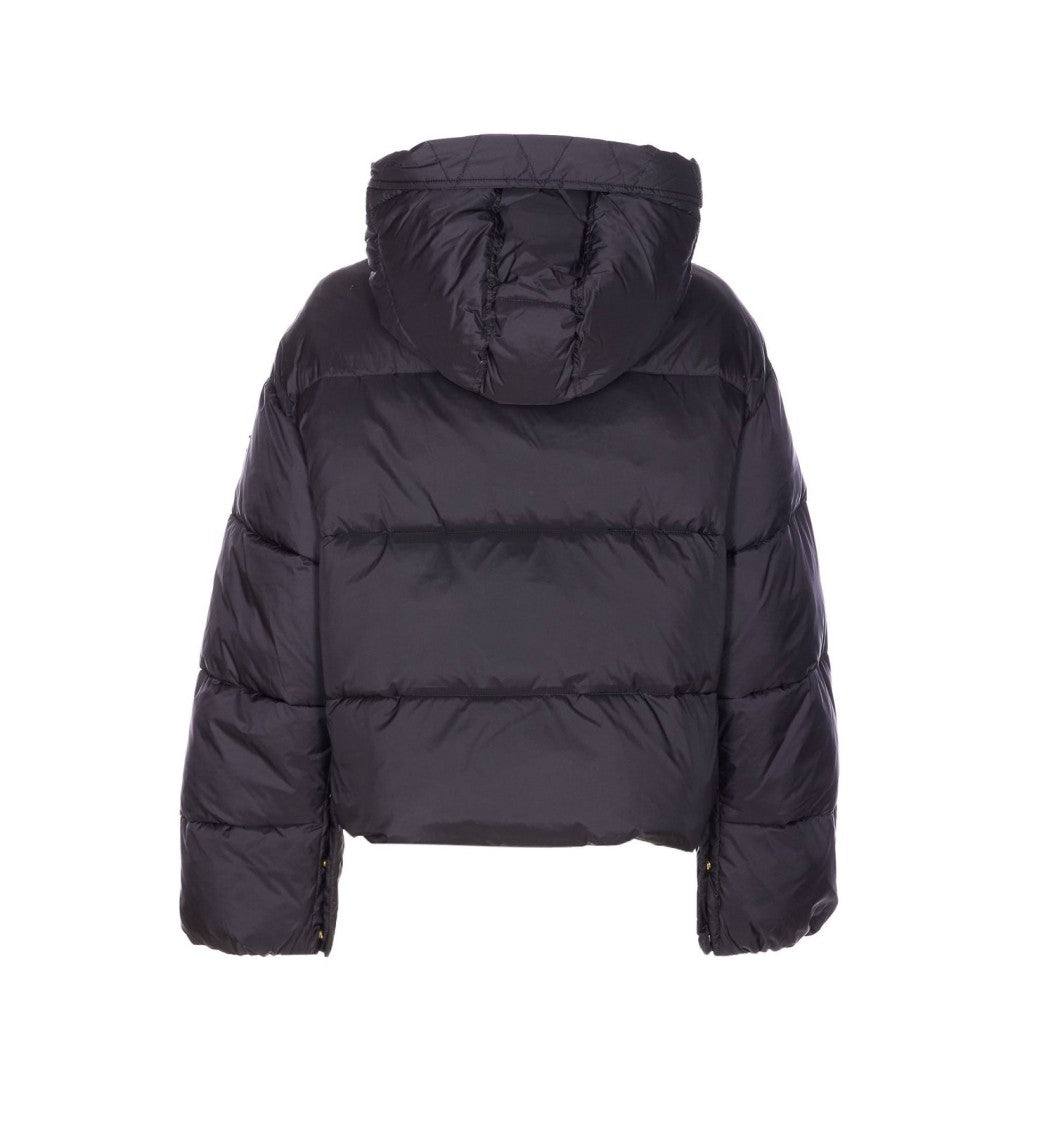 Pinko Quilted Black Puffer Jacket With High Collar And Hood