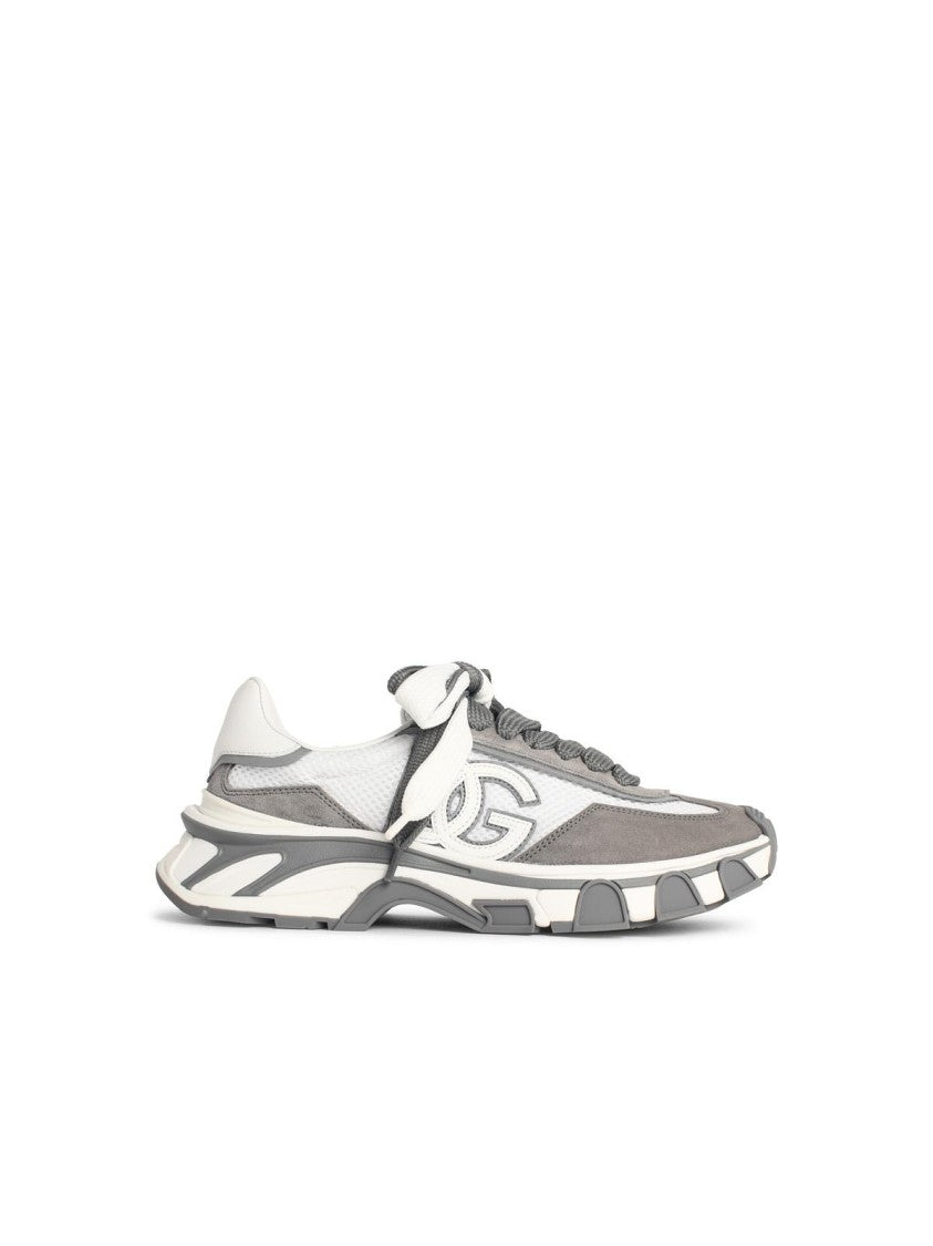 Dolce & Gabbana 'Airmaster' White And Grey Fabric And Leather Sneakers