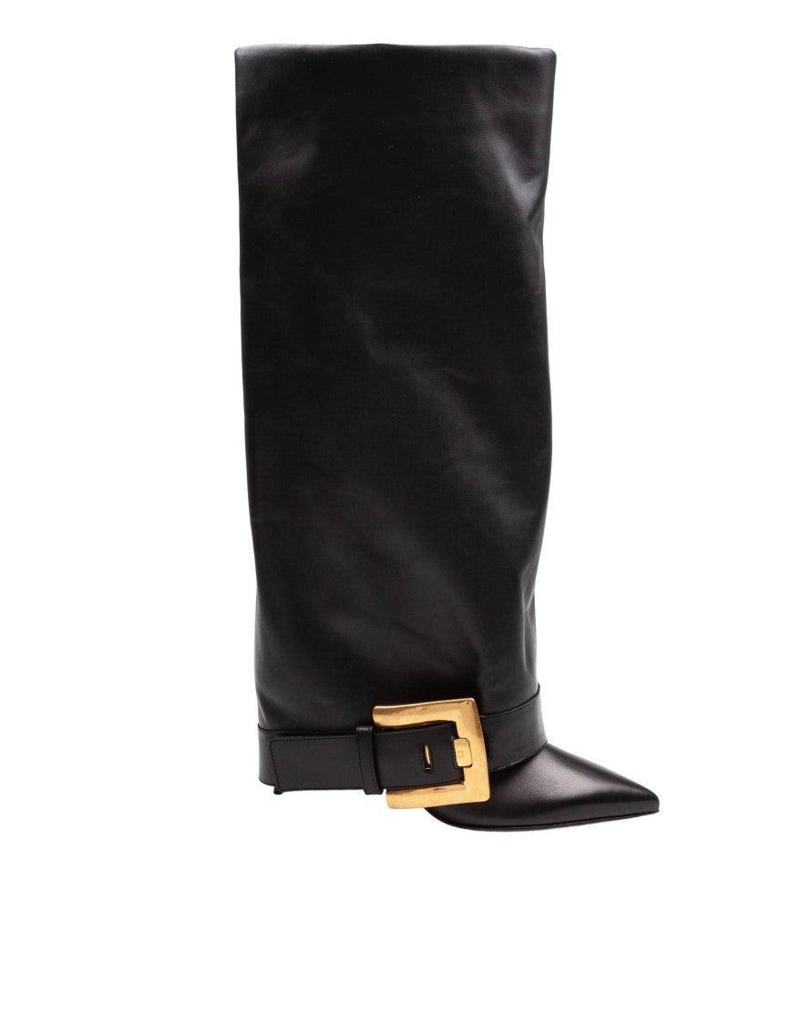 Balmain Anthem Leather Boots, Black