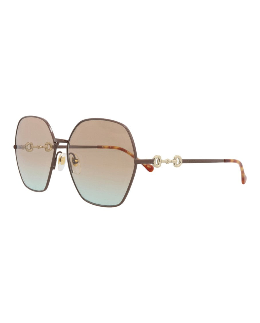 Gucci Square-Frame Metal Sunglasses With Gradient Lenses
