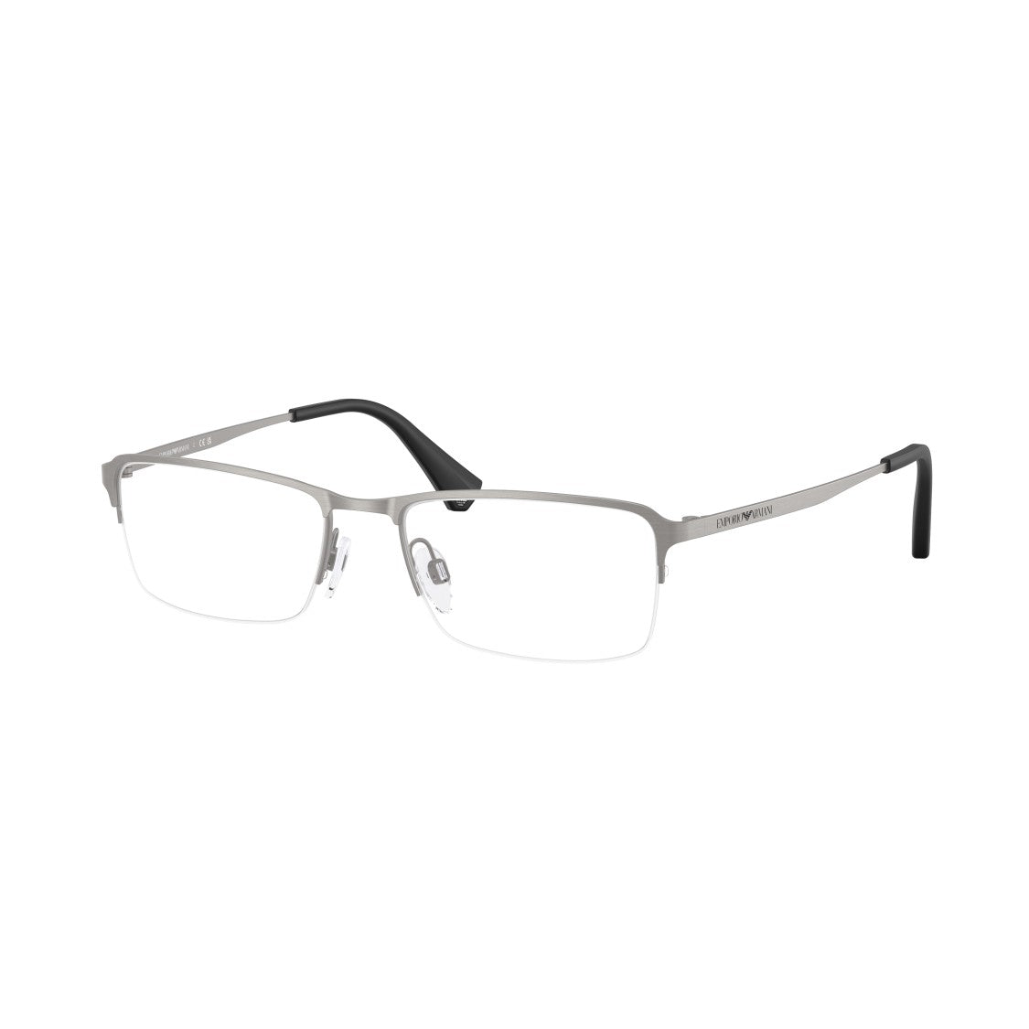 Emporio Armani 0Ea1044td Rectangular Half-Rim Eyeglasses In Matte Silver Titanium