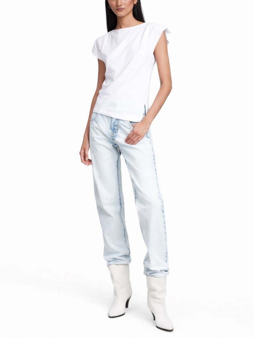 Isabel Marant Sebani Wide Boat Neckline Cotton T-Shirt