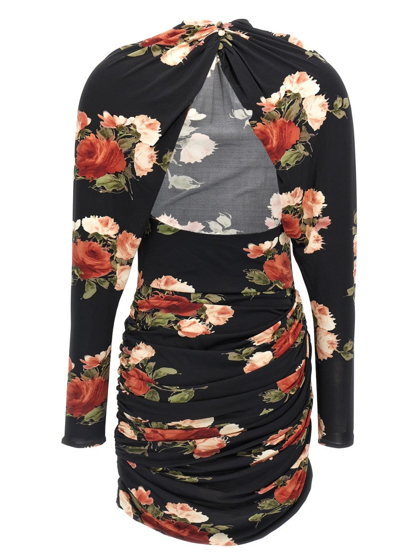 Magda Butrym Floral Print Mini Dress With Cut-Out Details