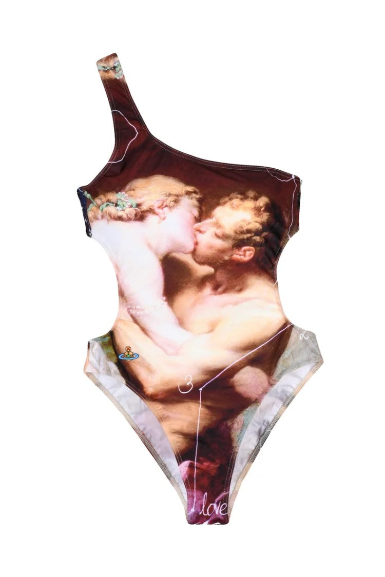 Vivienne Westwood Artistic One-Shoulder Swimsuit With Detailed Print