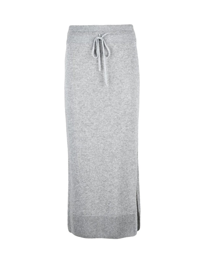 Ermanno Scervino Long Knit Skirt With Elegant Side Slit And Ribbed Hem