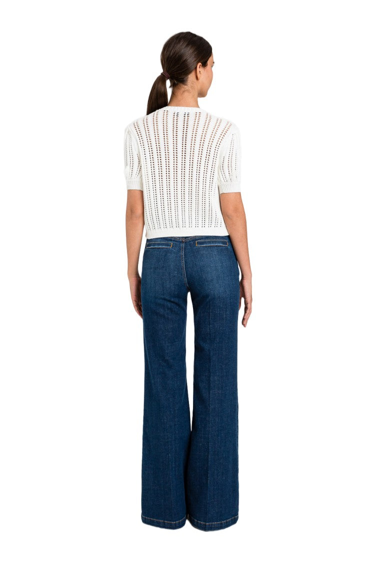Twin-Set Openwork Short-Sleeved Knit Top