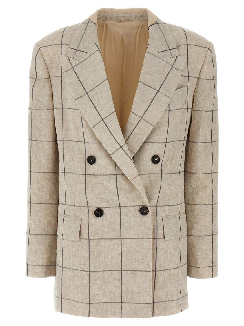 Brunello Cucinelli Double-Breasted Linen Blazer