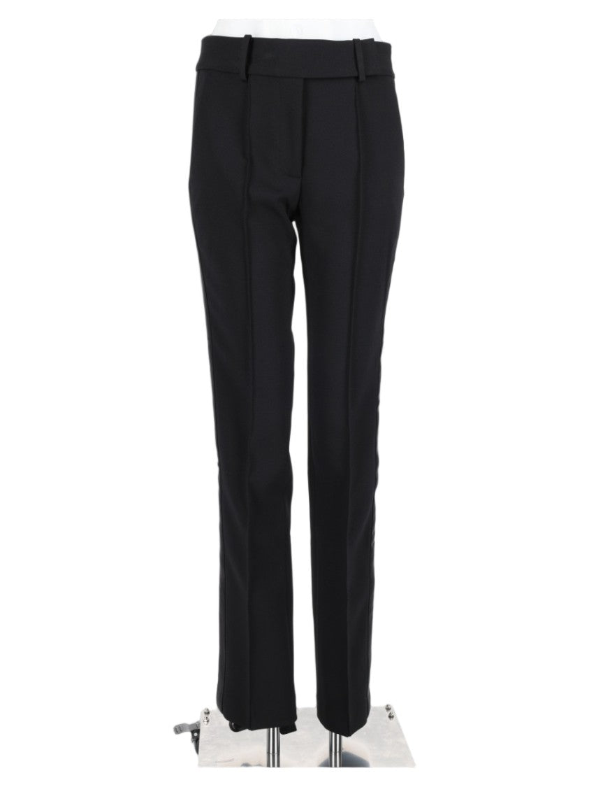 Michael Michael Kors Black Mid-Rise Tailored Polyester Straight-Leg Pants