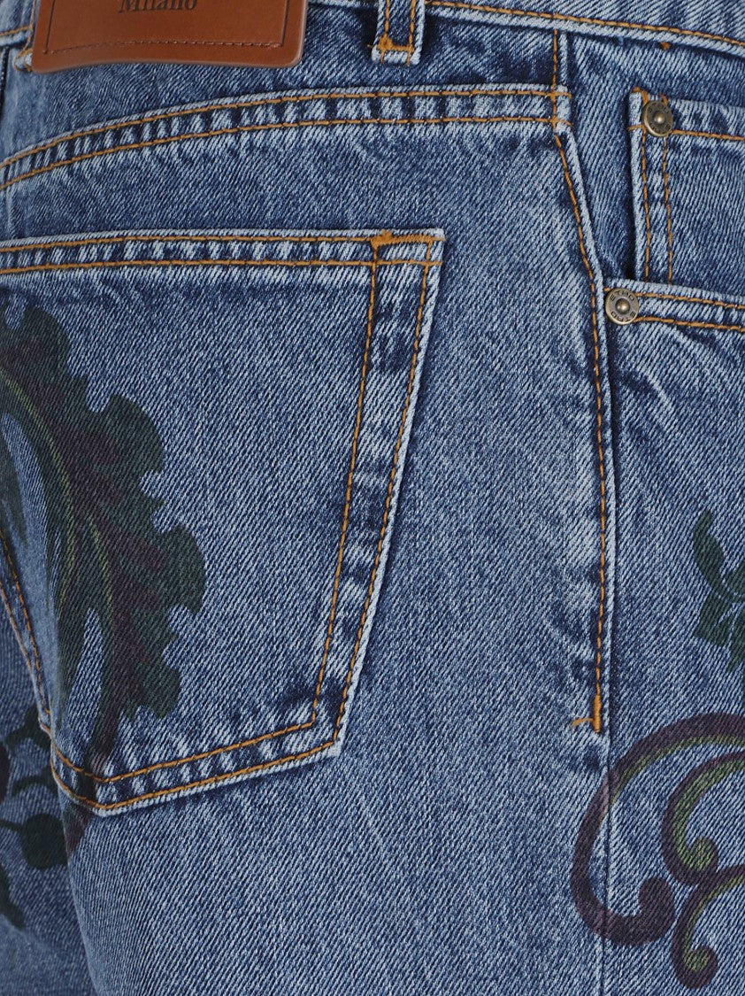 Etro Flared Denim Jeans With Signature Pegasus Detail