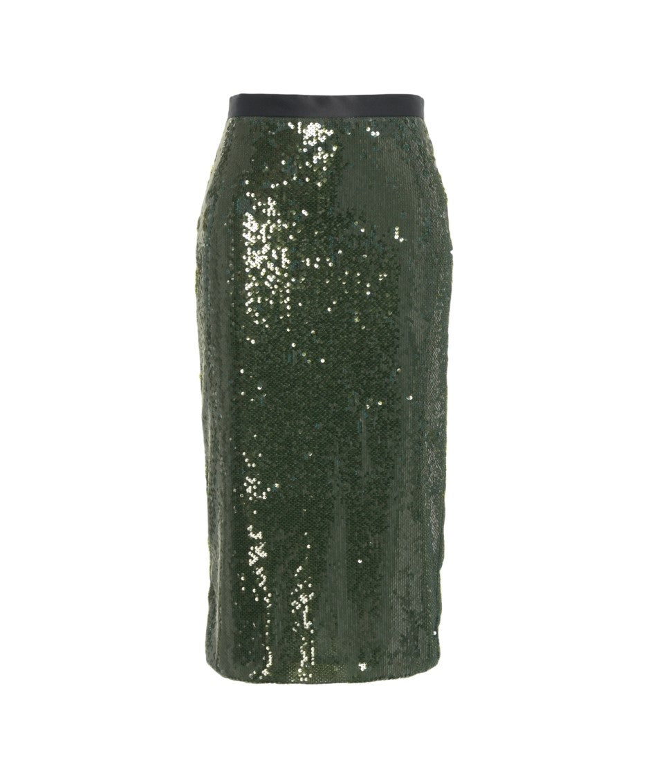 Jucca High-Waisted Green Pencil Skirt With All-Over Sequins
