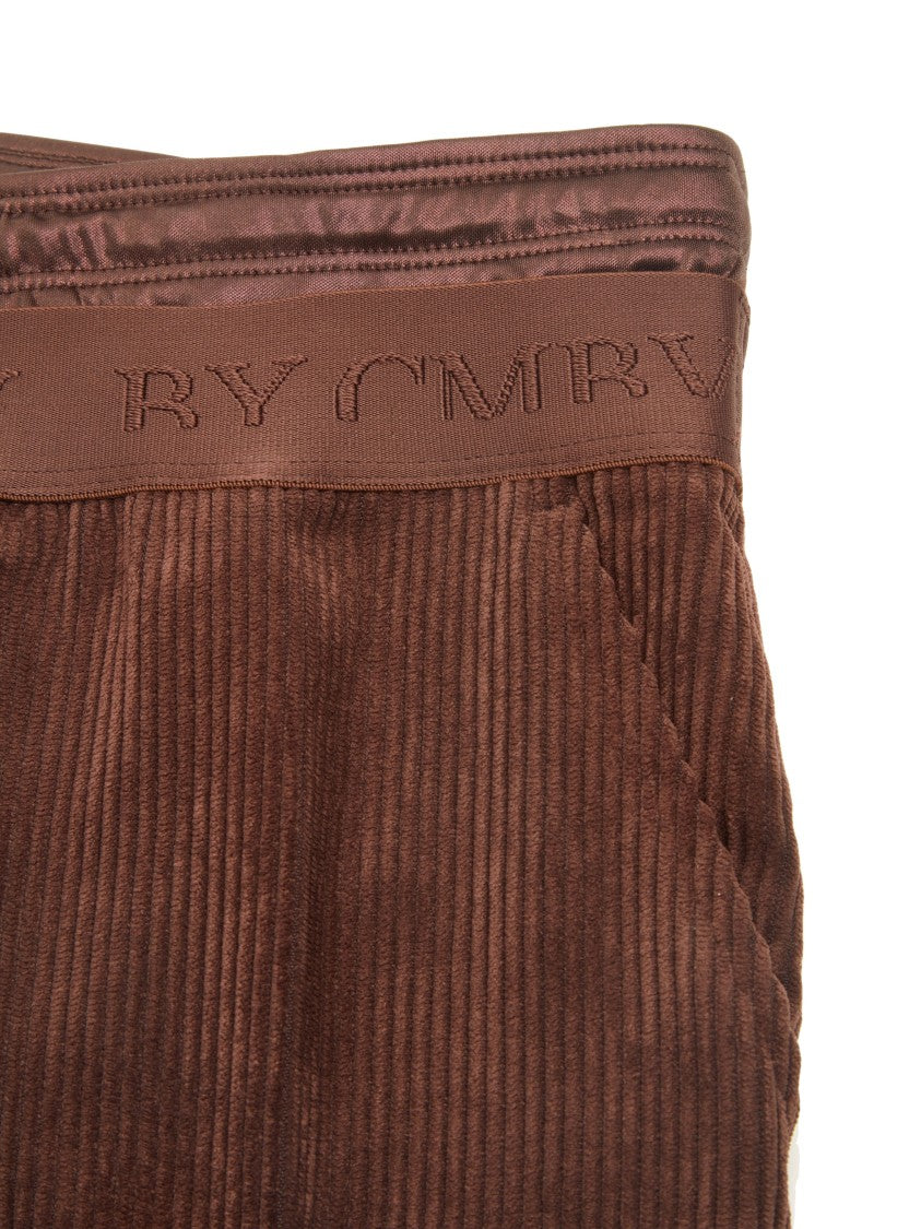 Cambio Wide-Leg Corduroy Trousers With Elastic Waistband