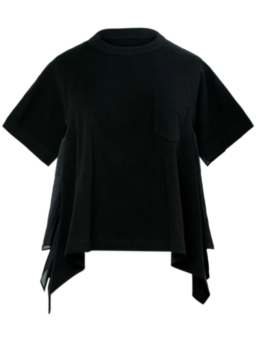 Sacai Black Satin Cotton-Jersey T-Shirt