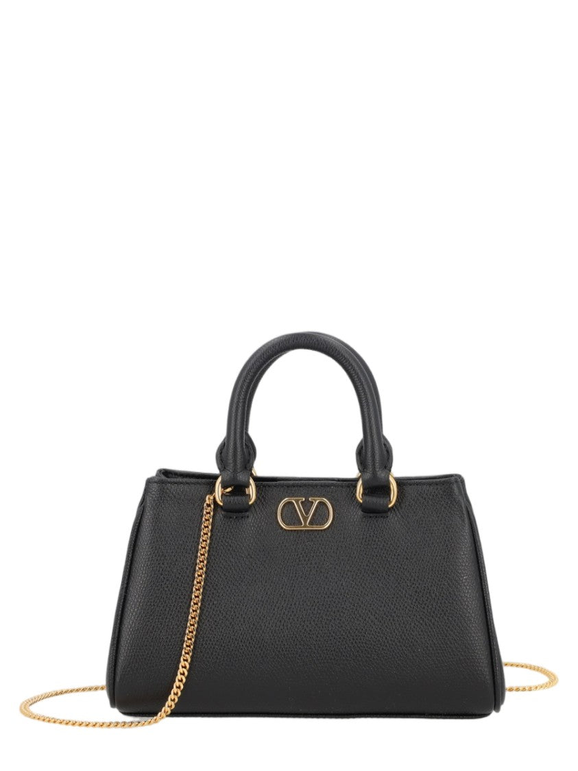 Valentino Garavani Mini Structured Handbag With Logo Plaque And Chain Strap