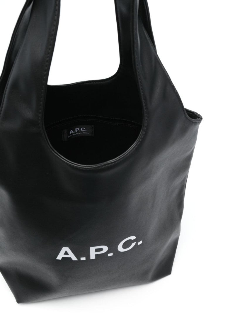 A.P.C. Black Faux Leather Tote
