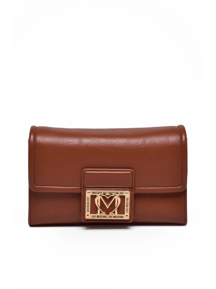 Love Moschino Structured Crossbody Bag With Gold Clasp And Chain Strap