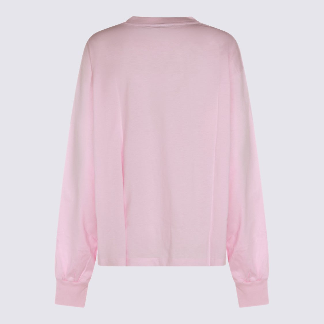 Ganni Relaxed Fit Pink Sweater With Graphic Print And Crew Neckline