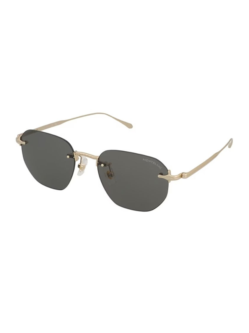 Montblanc Gold Mb0455s Rimless Metal Sunglasses