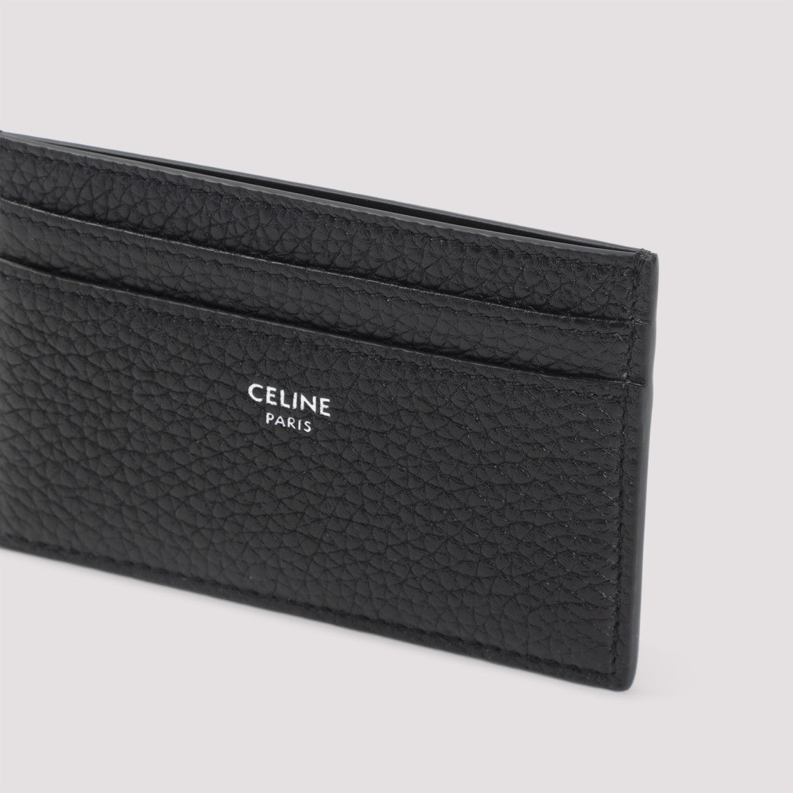 Celine Grained Calf Leather Card Holder With Textured Surface