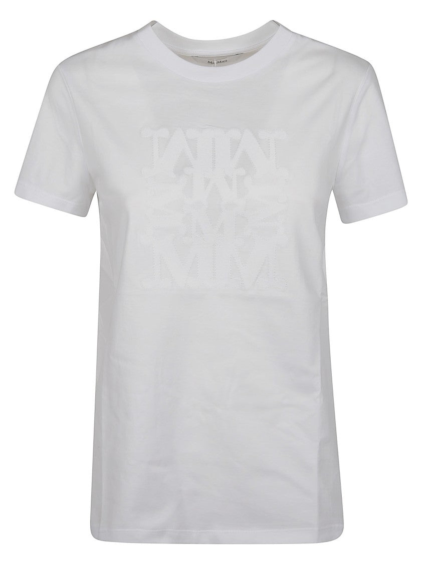 Max Mara Mxmgiovane White Cotton Logo T-Shirt
