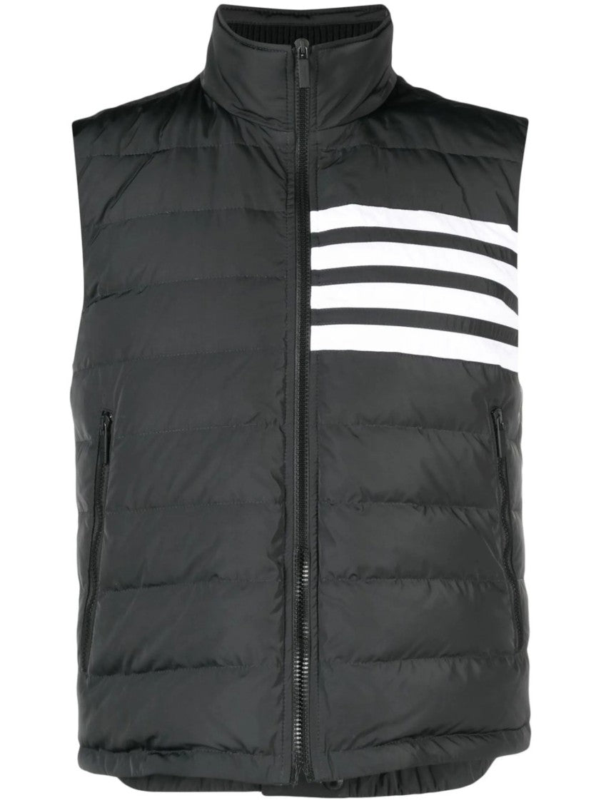 Thom Browne Sleeveless Quilted Vest With High Collar
