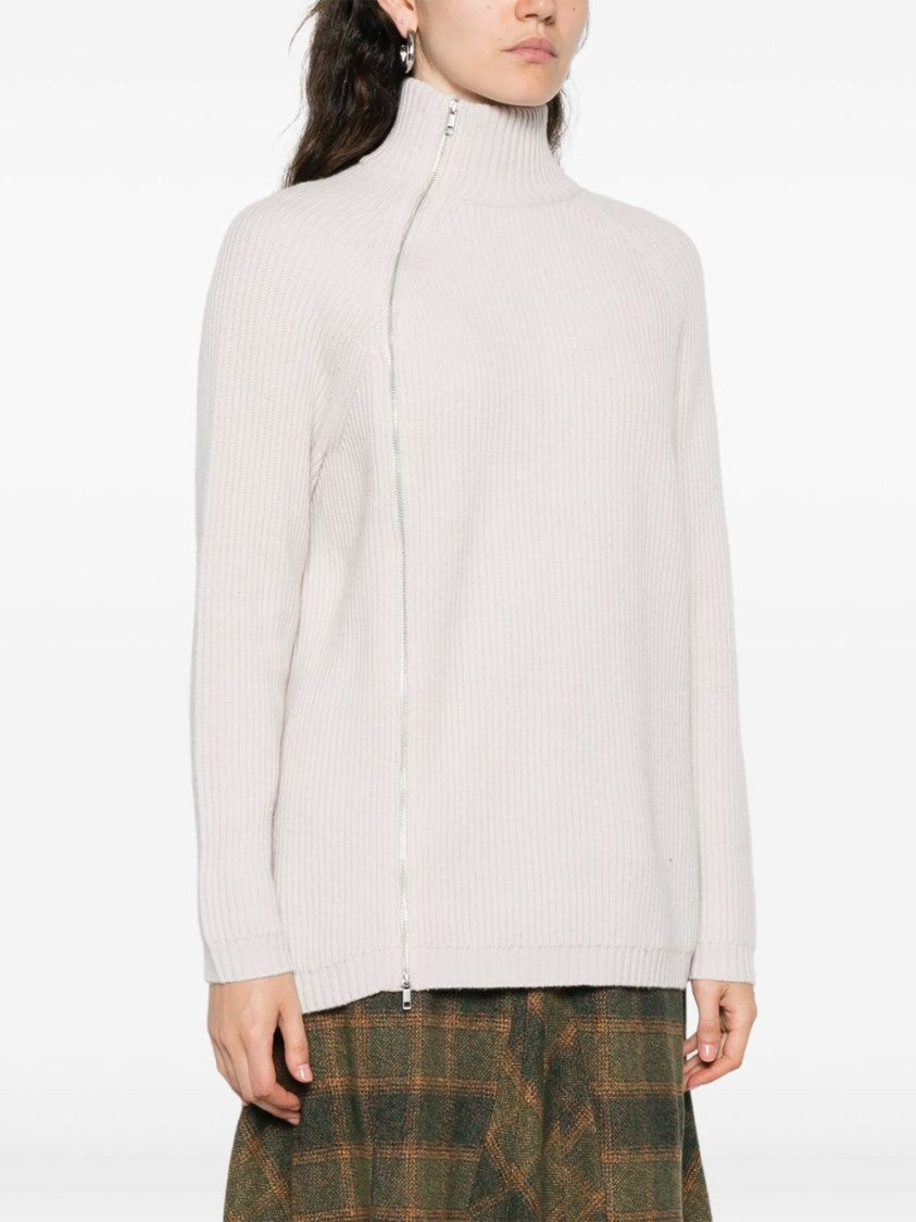 Alpha Studio High Neck Asymmetrical Zip Sweater