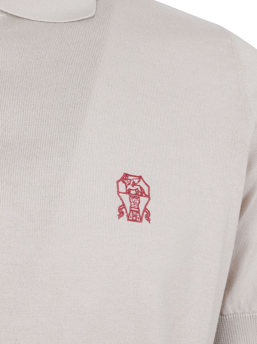 Brunello Cucinelli Short-Sleeved Polo Shirt With Classic Collar And Embroidered Emblem