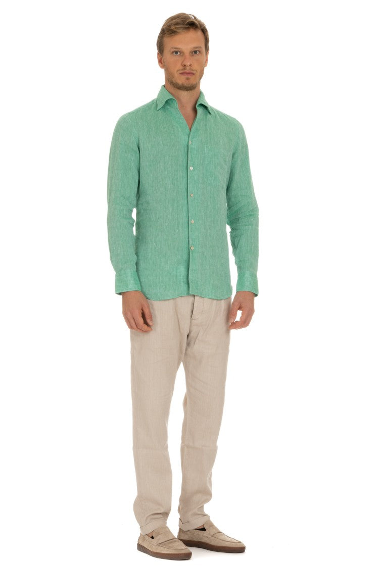 Finamore Linen Shirt With Paramontura Collar