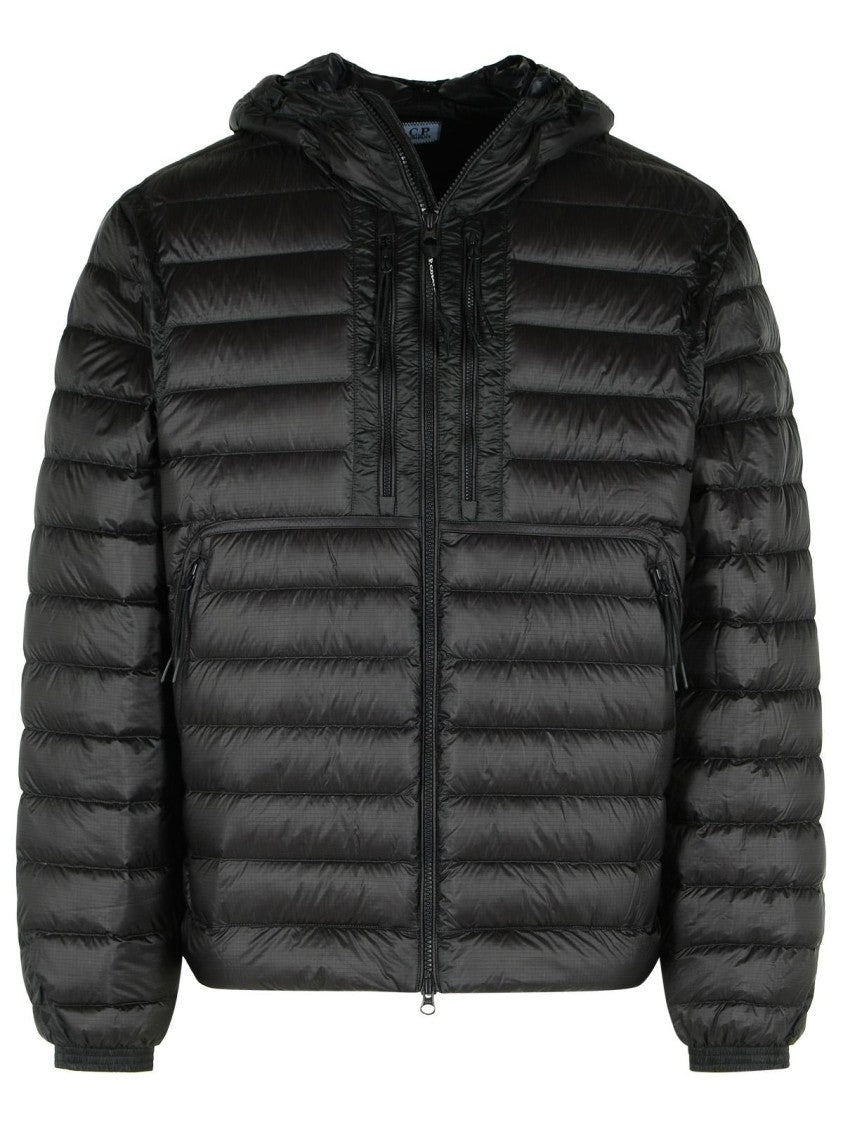 C.P. Company Quilted Black Polyamide Down Jacket With Integrated Glasses