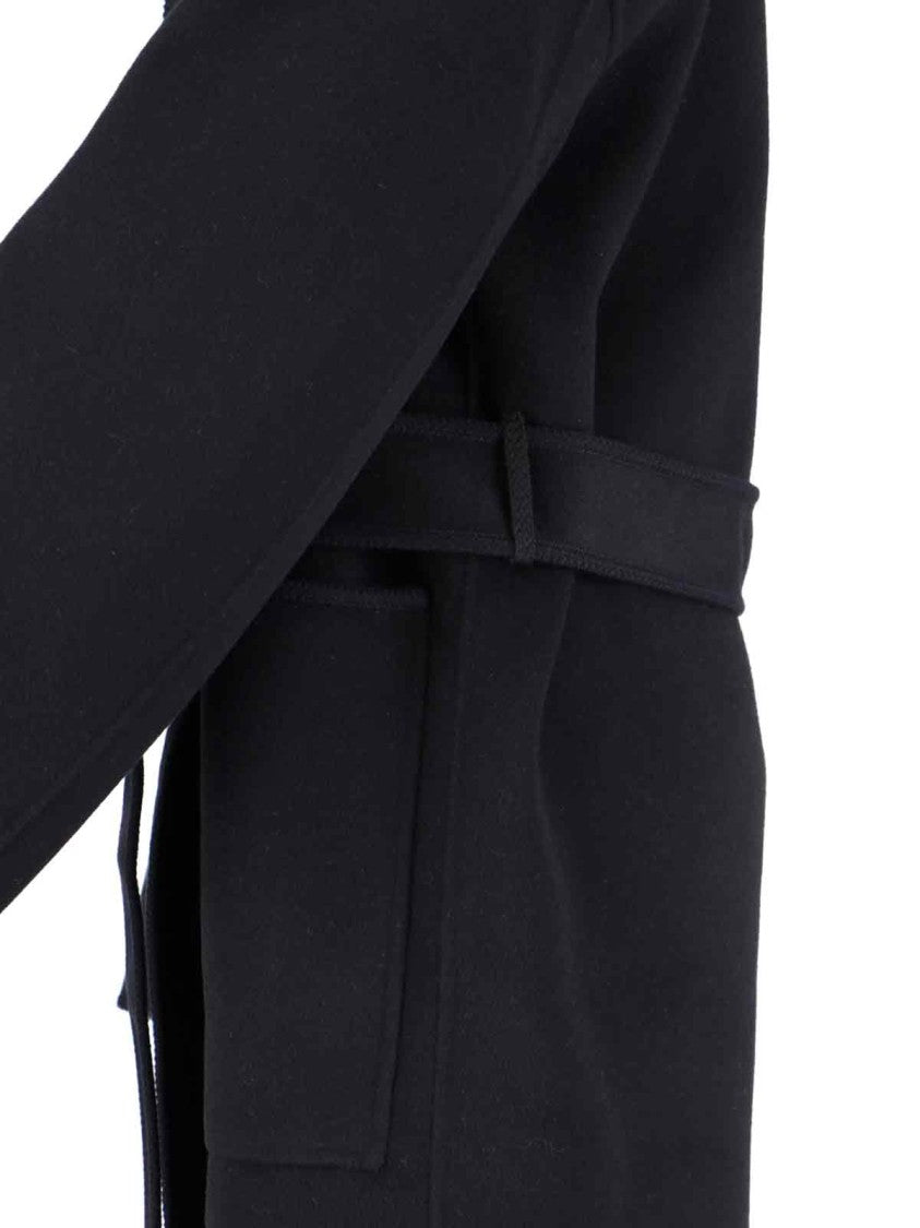 Róhe Black Wool Coat With Shawl Collar