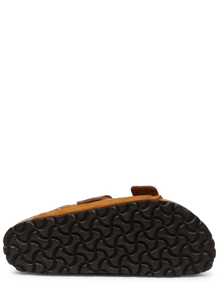 Birkenstock Two-Strap Brown Leather Sandals With Adjustable Buckles