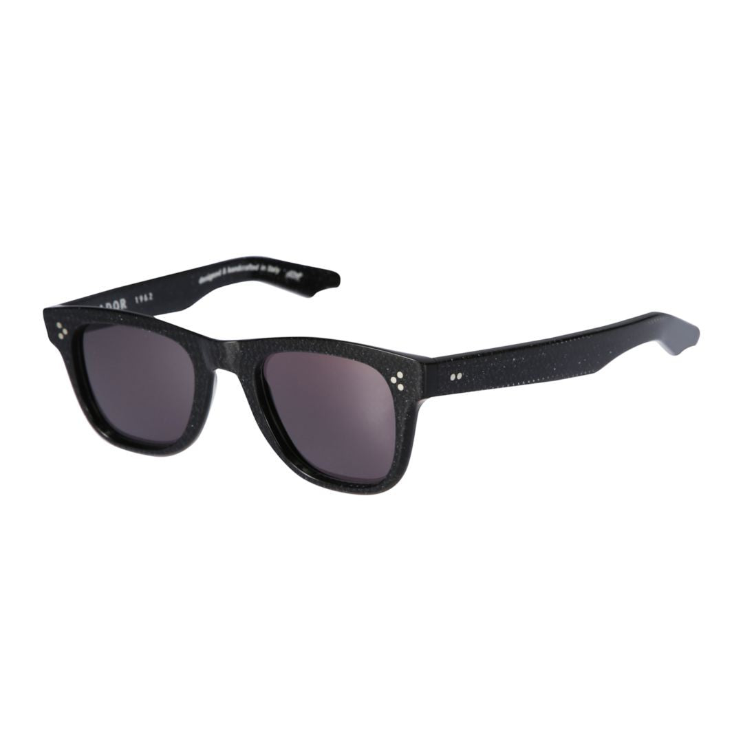 Kador Voyager 23 Textured Black Rectangular Sunglasses With Reflective Lenses