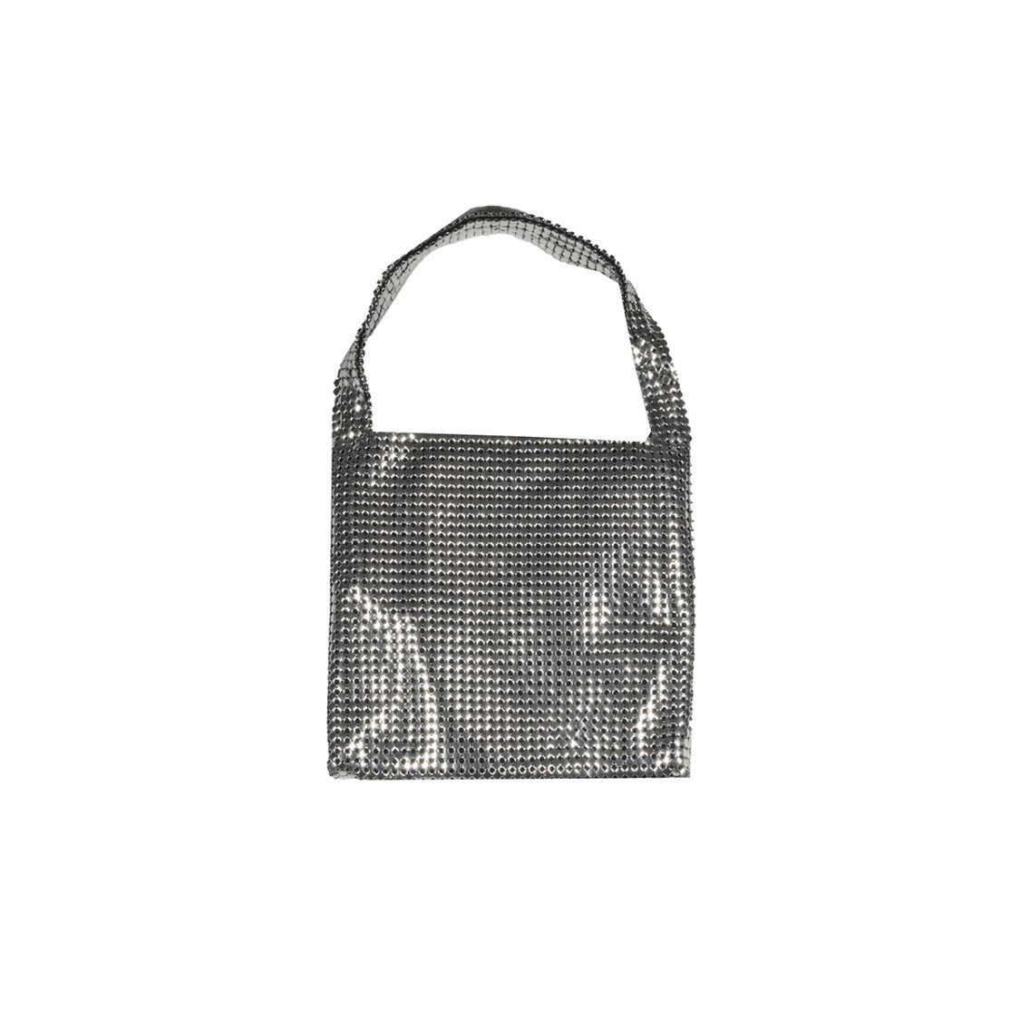 Rabanne Small Pixel Shoulder Bag In Silver Mesh