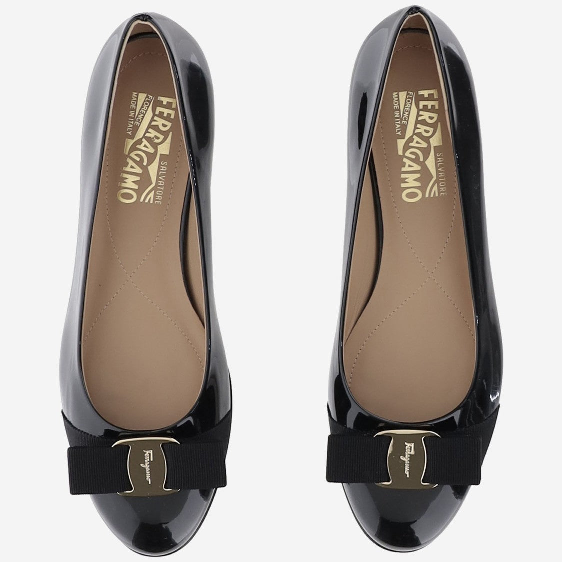 Salvatore Ferragamo Grosgrain Bow Leather Varina Ballerinas