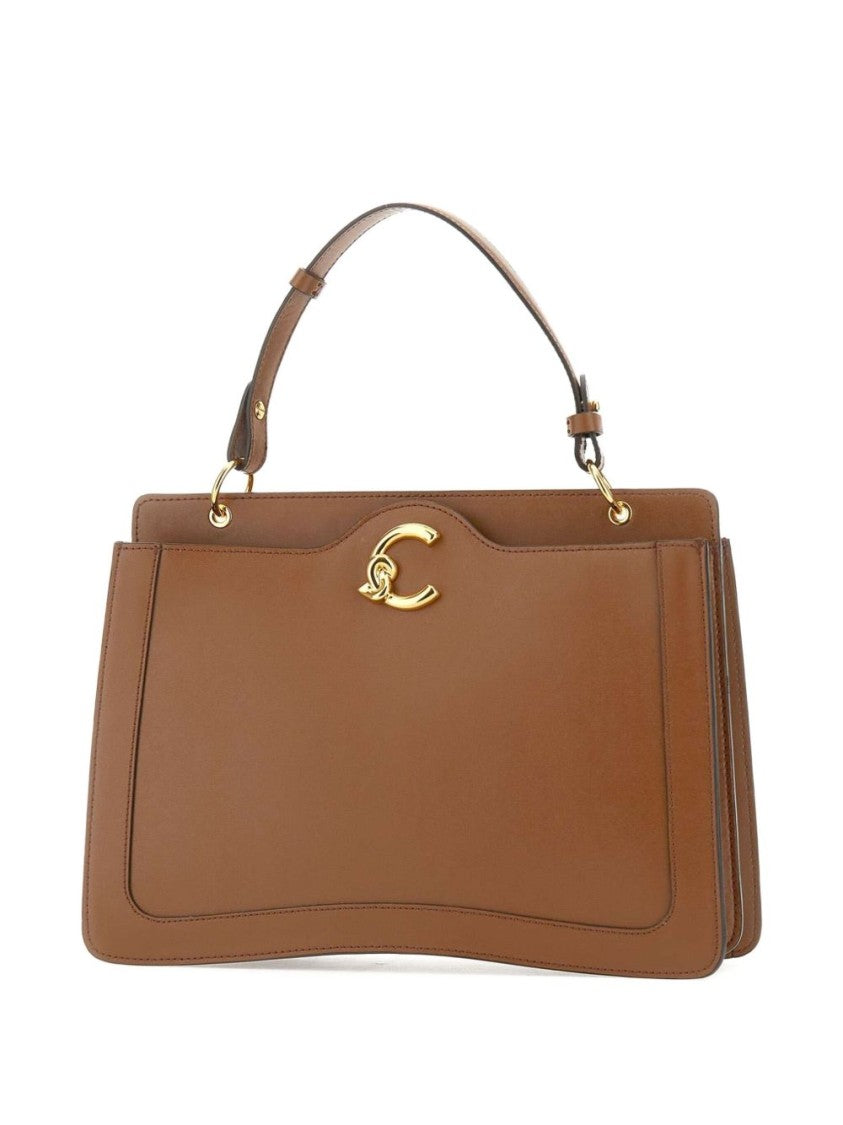 Coccinelle Structured Brown Leather Top Handle Handbag